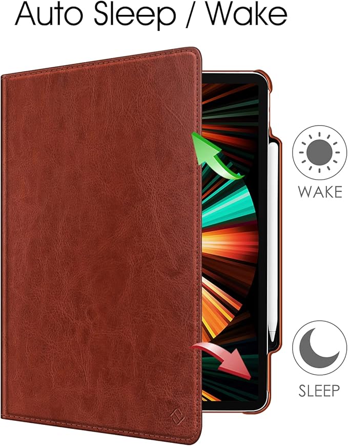 Fintie Rotating Case for iPad Pro 12.9-inch 6th Generation 2022-360 Degree Swiveling Protective Cover with Pencil Holder, Auto Sleep/Wake, Also Fit iPad Pro 12.9" 5th/4th/3rd Gen, Brown