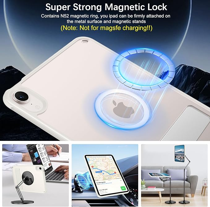 Telaso for iPad mini 7 A17 Pro 2024/iPad Mini 6 2021 Case, iPad mini 7th/6th Gen Magnetic Case with Invisible Portrait/Landscape Stand Translucent Matte Back Soft TPU Bumper Protective Cover, Stone