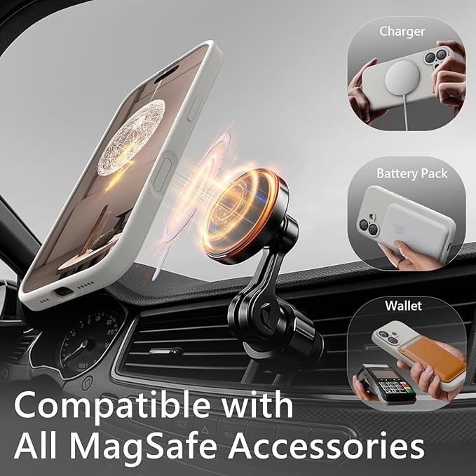 FireNova Magnetic for iPhone 17 Case, Compatible with MagSafe, [Integrated Silicone Camera Control Button] [Camera Protection] Anti-Scratch Microfiber Lining Phone Case, 6.3", Natural Titanium