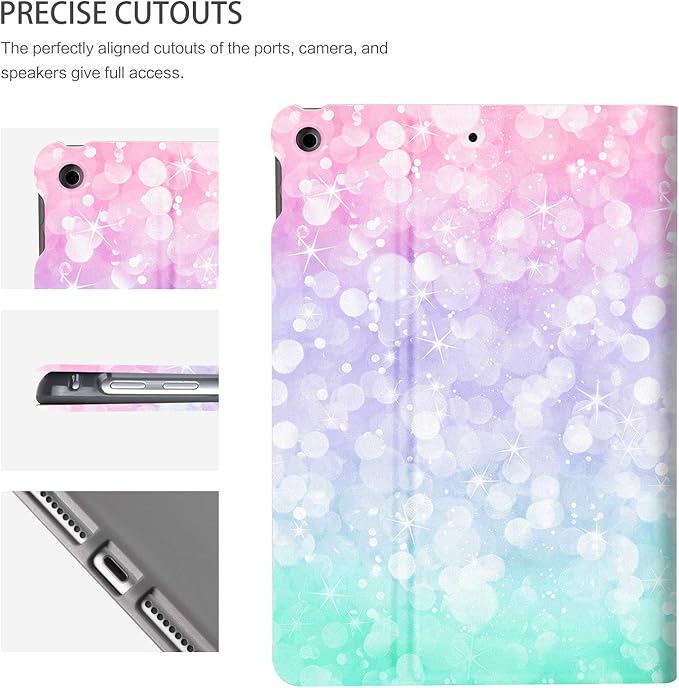 Case for iPad 9th Generation, for Pad 8th Generation Cases, for iPad 7th Gen Case 10.2 Inch Kids Girls Multi-Angle Vewing with Adjustable Stand Auto Wake/Sleep Function, Gradient Colors