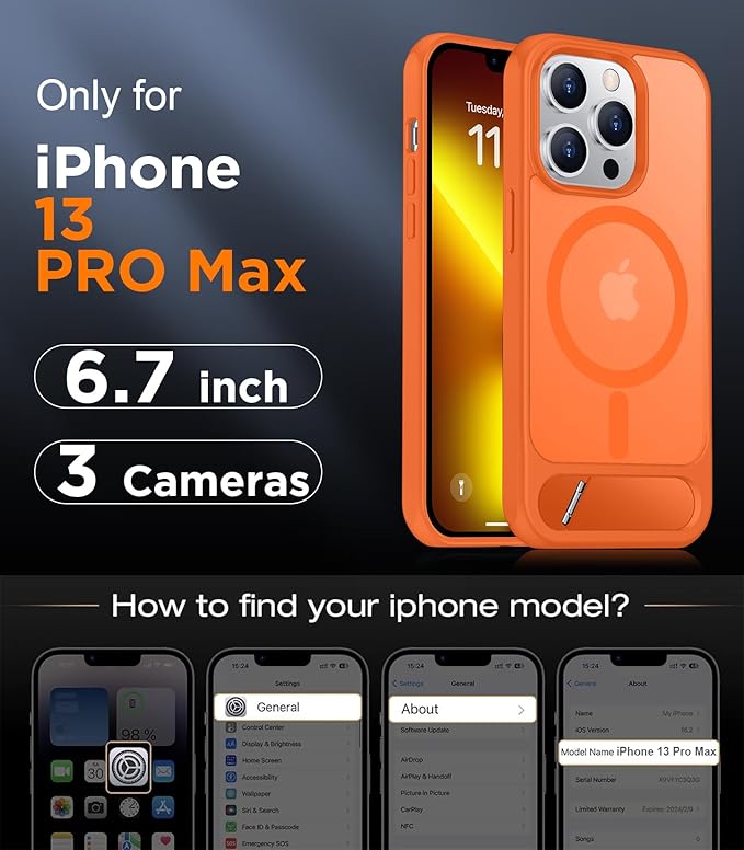 Magnetic Compatible with iPhone 13 Pro Max Case, [Built-in Invisible Kickstand][Compatible with MagSafe][Military Grade Shockproof] Slim Translucent Matte Phone Case for iPhone 13 Pro Max 6.7"