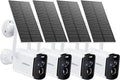 ZUMIMALL Solar Security Cameras Wireless Outdoor - 4 Packs, 2K Camera for Home Security with Color Night Vision, 2.4GHz WiFi, 2-Way Talk, Spotlight & Siren, IP66 Weatherproof, Compatible with Alexa