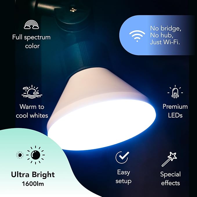 LIFX Smart Flood Light Bulb PAR38 E26 (1 Pack), Color Changing RGB + Warm White 1600 Lumens 150W Equivalent Tunable LED, 90+ CRI, Matter Compatible, Apple HomeKit, Alexa & Google Home Dimmable
