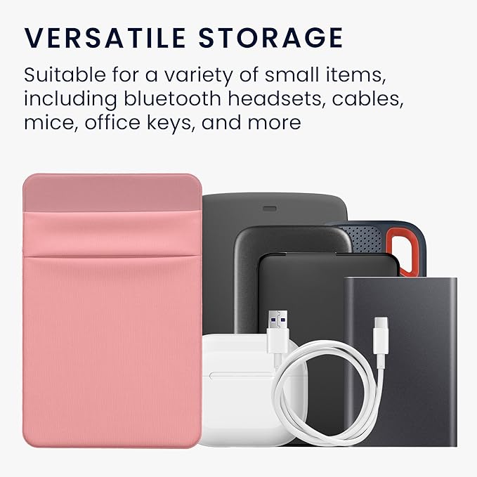 kwmobile Elastic Sleeve Compatible with SanDisk Portable SSD, Samsung T7, Crucial X8, HDD Case - Stretchy Elastane Adhesive External SSD Holder - 10x7cm & 8x7cm Pockets - Dusty Pink
