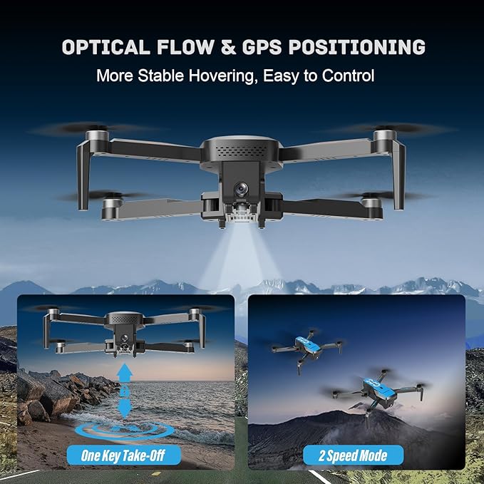 Drones with Camera for Adults 4K - GPS Drone with Auto Return, Brushless Motor, Foldable Mini RC Quadcopter for Kids Beginners with FPV Live Video, Follow Me, 2 Batteries Long Flight Time Under 249g