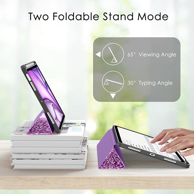 Soke Case for New iPad Air 11 Inch (M4/M3/M2, 2026-2024), iPad Air 5th/4th Generation 10.9 Inch (2020-2022) with Pencil Holder, Soft TPU Back Cover & Auto Sleep/Wake, Book Purple
