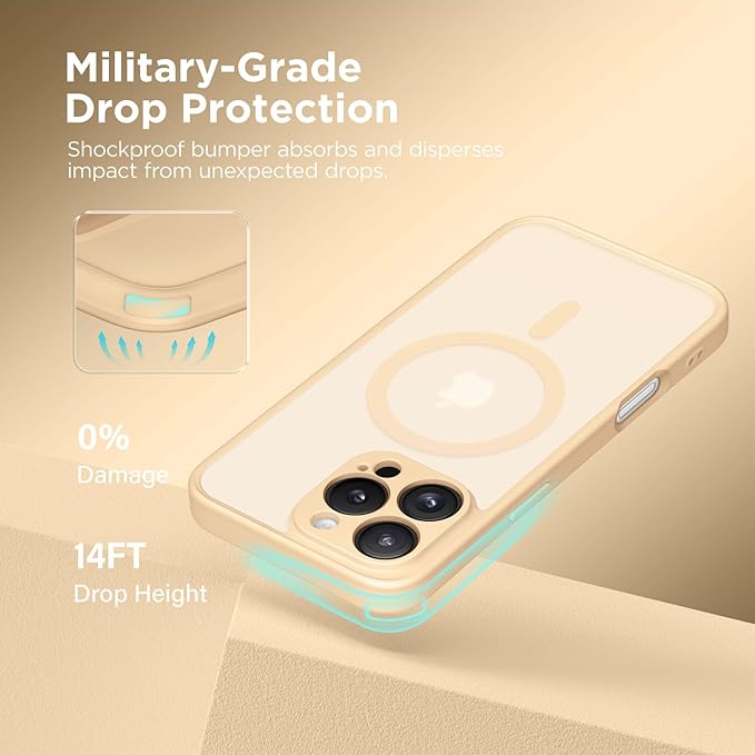 CAPRARO Magnetic Compatible with iPhone 16 Pro Case, Upgraded [Full Camera Protection] [Compatible with MagSafe] Protective Translucent Matte Women Girl Phone Case Cover, Tangerine