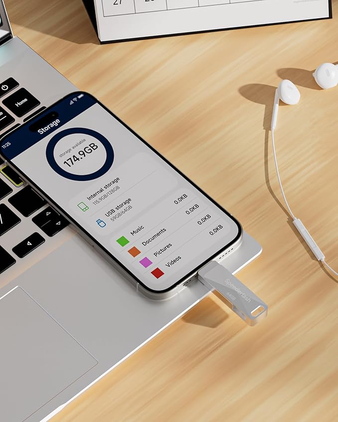 64GB USB 3.0 Flash Drive, Speederlash Dual USB A & Type-C Thumb Drive, 200MB/s Read Speed, Swivel Metal Housing 2-in-1 Memory Stick for Android Phones, Tablets, Laptops, and PCs