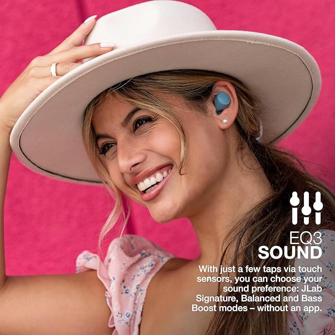 JLab Go Air Pop+ True Wireless Earbuds, Bluetooth Earbuds with Microphone, USB-C Charging Case, Dual Connect, EQ3 Sound, Slate