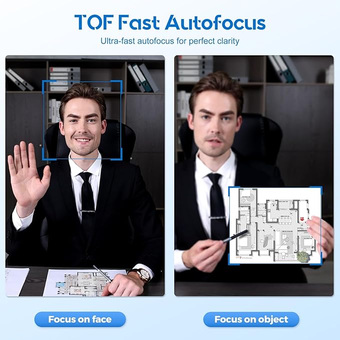4K Webcam with Ring Light Web Cam 4K Autofocus with TOF Computer Camera 1080P 60FPS Web Camera Built-in Privacy Cover and Microphone Streaming Webcams for Zoom/Skype/Google Meet