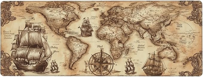 Nautical Compass Mouse Pad Extended Large Gaming Mouse Pad XL Stitched Edges for Gamer Home Office 31.5 X 11.8 Inch
