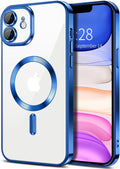 Hython Magnetic Clear for iPhone 11 Case with Camera Lens Protector [Compatible with MagSafe] Luxury Plating Edge Slim Soft TPU Cover Protective Phone Case for iPhone 11 6.1", Deep Blue