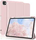 for iPad Pro 12.9 Case (6th/5th/4th/3rd Generation 2022/2021/2020) & ipad Air 13 inch case (M3 2025/M2 2024) with Pencil Holder, Smart Slim Trifold Stand Case with Soft TPU Back (Pink)