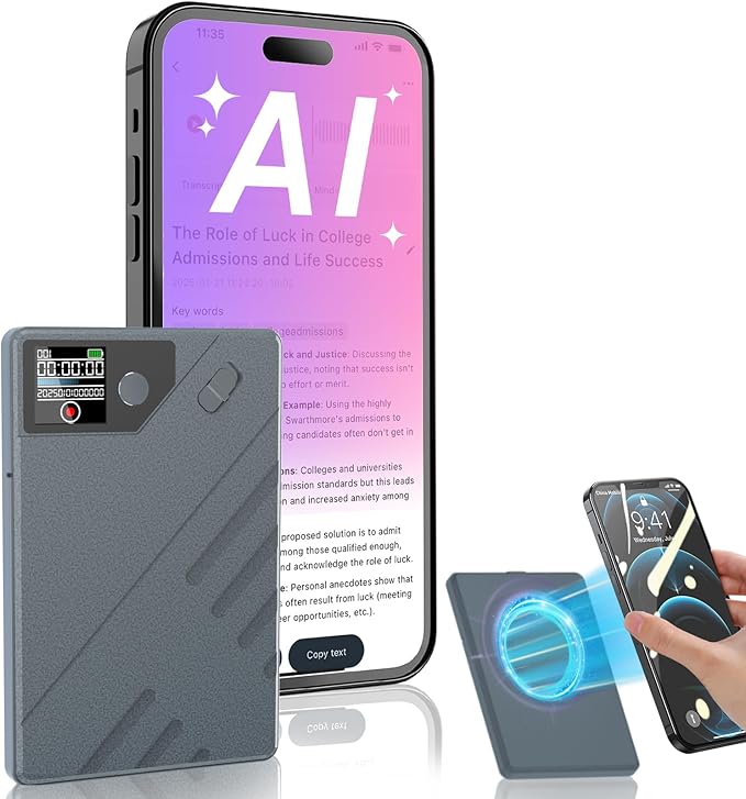 AI Voice Recorder, ChatGPT Transcribe & Summarize, 112 Languages Digital Voice Recorder, Noise Reduction Portable Dictaphone, 64GB HD Recording Device for Meetings, Lectures, Calls, Interviews