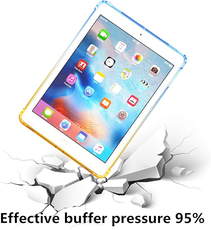 for Apple iPad 9th/8th/7th Generation Case 10.2 inch (2021/2020/2019),Slim Lightweight Translucent Clear Soft TPU Back Shockproof Cover Silicone Corner Protective Tablet Shell, Blue & Yellow