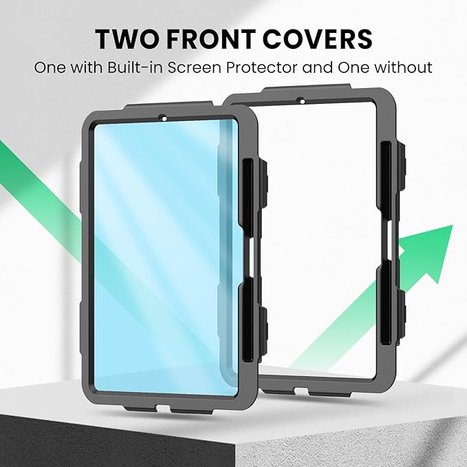 SEYMAC for iPad Pro 11 Inch Case M5 2025 / M4 2024, Heavy Duty Shockproof Protective Case with Screen Protector, 360° Rotating Stand, Hand/Shoulder Strap and Pen Holder, Black