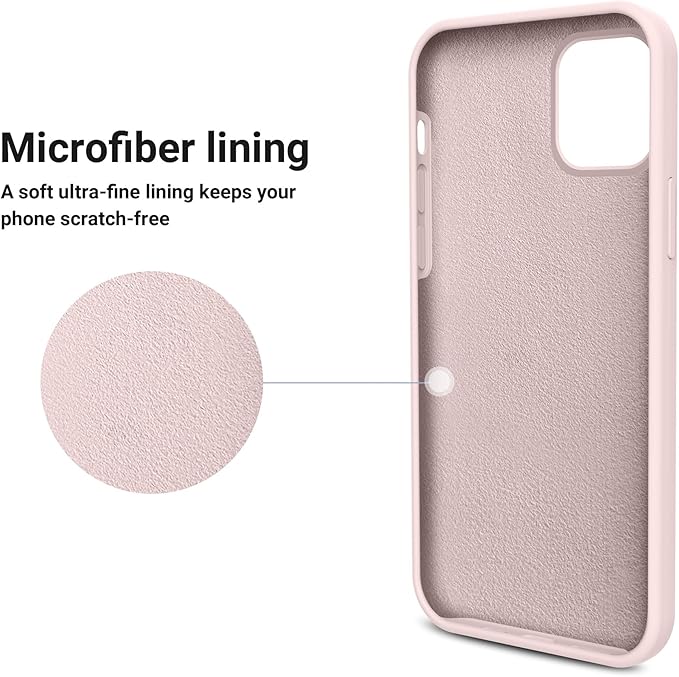 OTOFLY Compatible iPhone 12 & 12 Pro Case, 6.1 inch (2020), Silky Soft Touch Series Premium Soft Liquid Silicone Rubber Full-Body Protective Bumper (Chalk Pink)