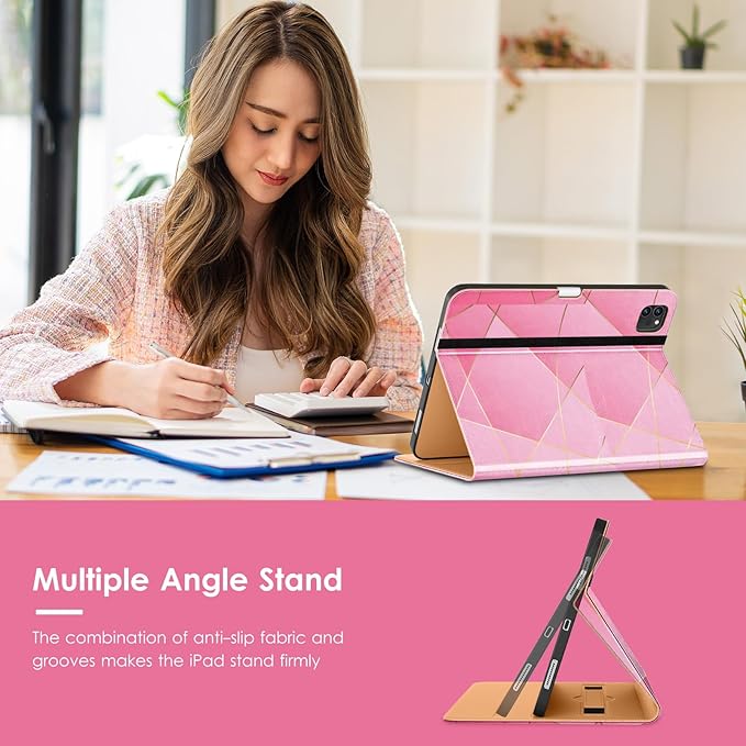 VIKESI Case for iPad Air 13 inch (M4) 2026 / (M3) 2025 / (M2) 2024,Premium Leather Folio,Apple Pencil Holder,Auto Sleep/Wake,Stand Cover - Polygons
