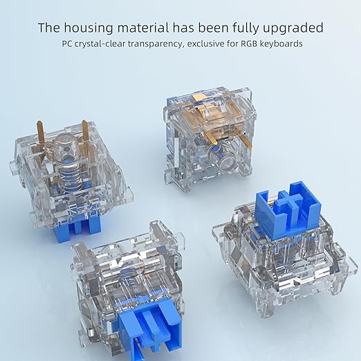 Outemu 90PCS Crystal Blue Clicky Mechanical Keyboard Switches,3-Pin Hot-Swappable Pre-Lubricated Switch with 2 Kailh Switches,Crisp Click Sound,for Gaming Keyboards & 3D Print Accessories