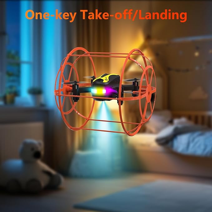 M17 Drone with Protective Cover Mini Drone RC Quadcopter for Beginners Land-Air Dual Mode Drone Headless Mode 3 Speed Modes 3D Flip One Key Control 2 Rechargeable Battery Gifts