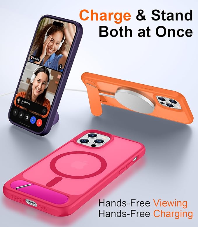 Magnetic Compatible with iPhone 12 Case & iPhone 12 Pro Case, [Built-in Invisible Kickstand][Compatible with MagSafe][Military Grade Shockproof] Slim Translucent Matte Phone Case 6.1"