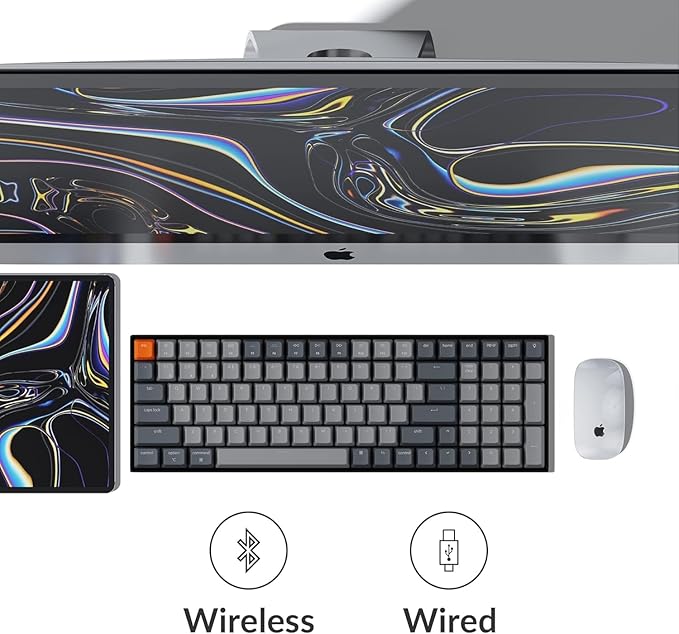 Keychron K4 96% Layout 100 Keys Wireless Bluetooth 5.1/Wired USB Mechanical Gaming Keyboard with Keychron Super Red Switch White LED Backlight N-Key Rollover for Mac Windows PC-Version 2