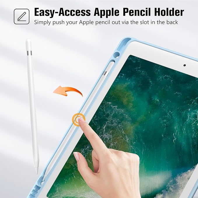 ProCase Smart Case for 10.5” iPad Air 3rd Generation 2019 / iPad Pro 2017, Slim Stand Cover with Pencil Holder Soft TPU Back for Air 3 -Sky Blue