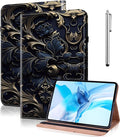 Case for iPad Pro 12.9-Inch 2022/2021/2020/2018 (6th/5th/4th/3rd Generation) with Pen Holder & Card Slots, Premium PU Leather Flip Folio Kickstand Case - Blue Flower