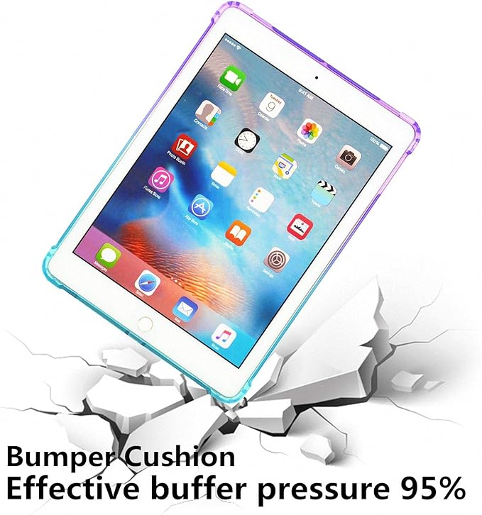 Translucent Frosted TPU Back Case for Apple iPad Air 3 (3rd Gen) 10.5" 2019 and iPad Pro 10.5" (2017) Gradient Color Impact Resistant Corner Protection Shockproof Cover, Purple & Green