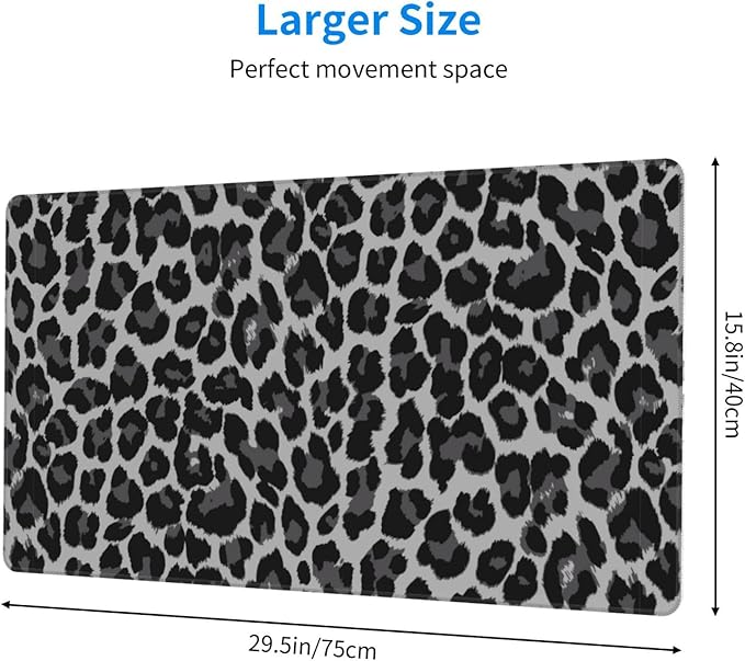 Leopard Skin Pattern Large Extended Mouse Pads XL Mousepad with Stitched Edges Non-Slip Rubber Base Computer Keyboard Pad Desk Mat for Home Office Desk Decor, 29.5" X 15.8"