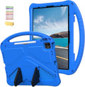 Kids Case for iPad Air 13 inch M4/M3/M2 (2026/2025/2024) with Pencil Holder/Shockproof Handle/Kickstand/Slim Lightweight Soft EVA Foam Folio Stand Tablet Protective Girls Boys Cover, Blue