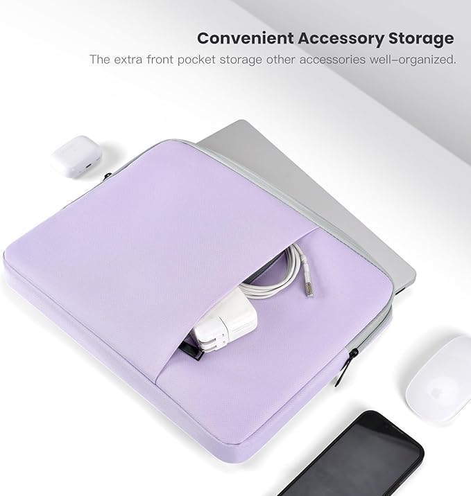 360° Upgraded Protective Laptop Sleeve for MacBook Air 15 inch M4 A3241 2025, M3 A3114 2024, M2 A2941 2023, 15-inch Shockproof Water-Resistant MacBook Case w/Accessory Pocket, Purple