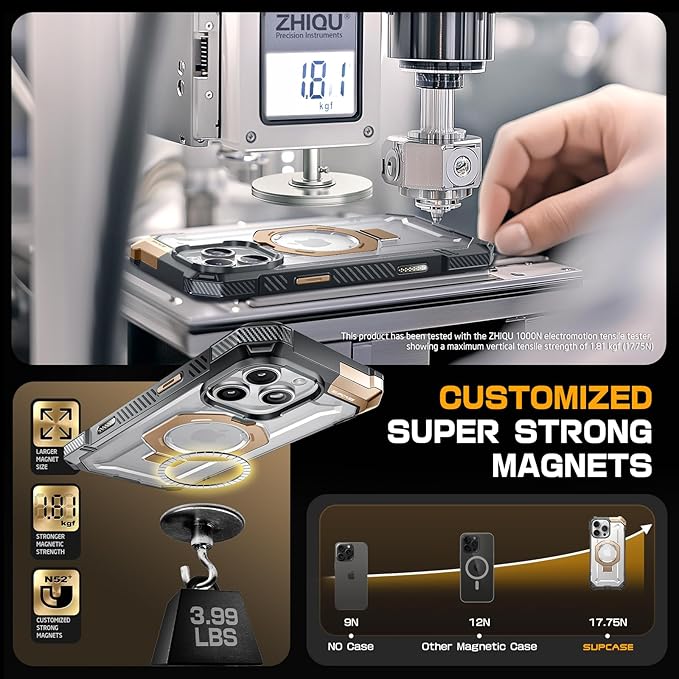 SUPCASE for iPhone 16 Pro Max Case with Camera Control Capture Button (Unicorn Beetle Grip), [Built-in Stand] [Compatible with MagSafe] Heavy Duty Magnetic Phone Case for iPhone 16 Pro Max, DesertGold