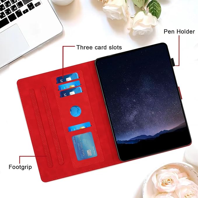 DTangLsm for iPad A16 Case iPad 11th Generation Case 11-inch 2025, iPad 10th Generation Case 10.9-inch 2022, Smart PU Leather Folio Stand Cover with Pencil Holder, Auto Wake/Sleep, Honeycomb Red