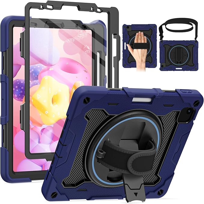 For iPad Air 5th 4th Generation 10.9 inch Case with Screen Protector [15ft Drop Protection] iPad Pro 11 Case 4th 3rd 2nd 1st Gen (2022 2021 2020 2018) for Kids W/ 360 Stand Hand/Shoulder Strap