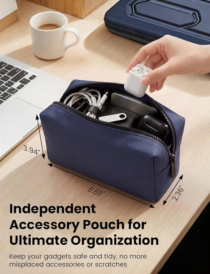 DOMISO Laptop Hard Case 15-16 inch Waterproof Shockproof Hard Shell Laptop Sleeve with Handle & Storage Pocket, Compatible with MacBook, HP, Dell, Dark Blue
