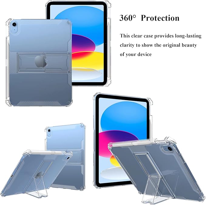 Clear Case for iPad A16 11th Generation 11" 2025/iPad 10th Generation 10.9 inch Case 2022 with Pencil Holder/Kickstand, UUcovers Soft TPU Back Stand Transparent Shockproof Cover for iPad 11/10, Clear