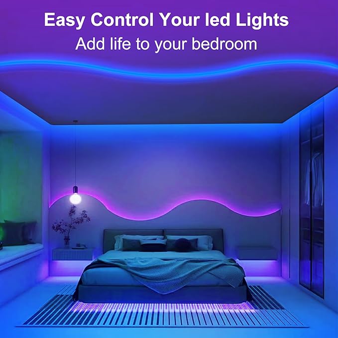 Pandery RGB COB LED Strip Light,DC24V 576leds/m Music Synchronized Color Change APP and Bluetooth Remote Control 32.8FT/2x5M,Indoor RGB COB Strip Light for Bedroom,Game Room,Bar,Party