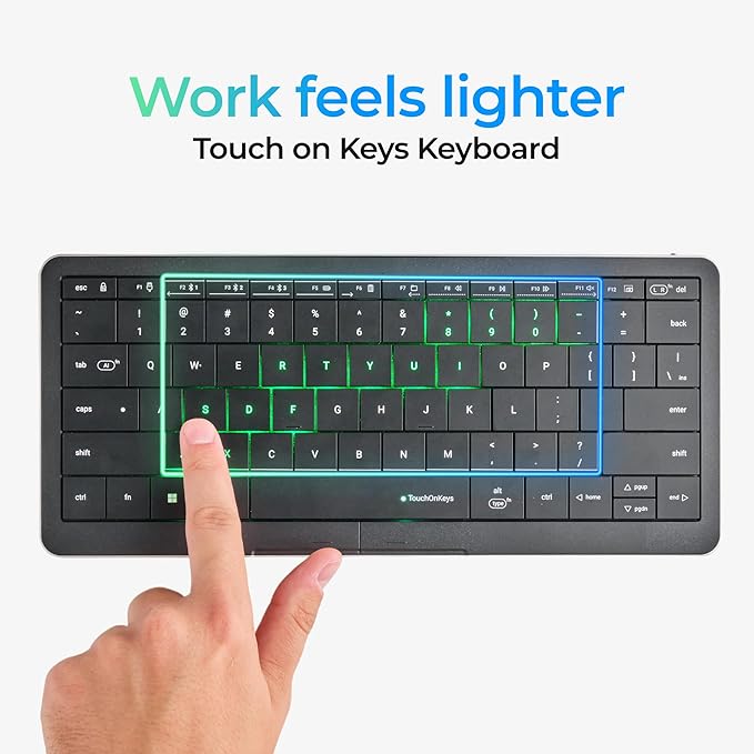 CLVX S Windows | Compact Touch On Keys & Gestures AI Keyboard | Bluetooth & USB-C | Low-Profile Silent Scissor Keys | Interactive RGB | Aluminum Chassis | Compatible with Windows/Linux/Android