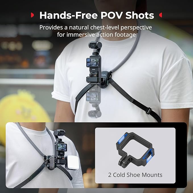 SMALLRIG Magnetic Neck Mount for DJI Pocket 4/3/OSMO 360/Nano/Action 6/5 Pro/4, for GoPro Hero 13/12/11/10, for Insta 360 X5/X4/X3/Ace Pro 2, Action Camera Chest Mount for Hands-Free POV Vlogging-5567