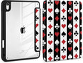 Case for iPad Air 11 inch M4 2026 M3 2025 M2 2024,iPad Air 5th (2022) / 4th (2020) 10.9 Inch Clear Back Shell Lightweight TPU Trifold Stand Auto Wake Sleep Cute Cover, Suit of Playing Card