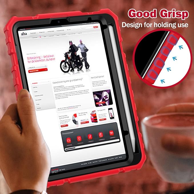 Grifobes Case for iPad mini 7 (A17 Pro) 2024 / Mini 6 2021 8.3 inch, Heavy Duty Shockproof Rugged Cover with Pencil Holder Stand, for I Pad Mini 7th/6th Gen 8.3" Case (Red+Black)