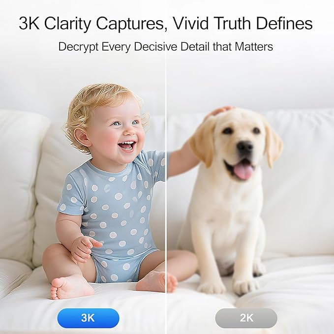 3K 5G Wi-Fi Security Camera Indoor, Backup Battery for Power Outage Protection, Free AI Tracking Facial ID, 5MP Pet/Dog Camera w/ Speaker & Phone App, PTZ Baby Monitor, 0-Glow Night Vision, 2-Way Talk