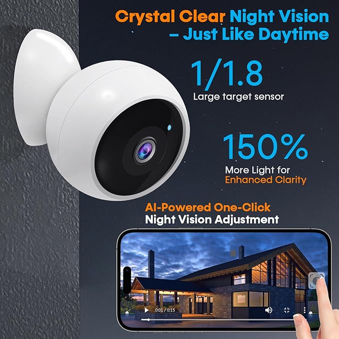 AMTIFO Security Cameras Wireless Outdoor: Magnetic 2-Pack Install-Free Indoor Smart 2K WiFi - Long Battery Life Powered Wireless Cameras for Home Security with AI Motion Detection