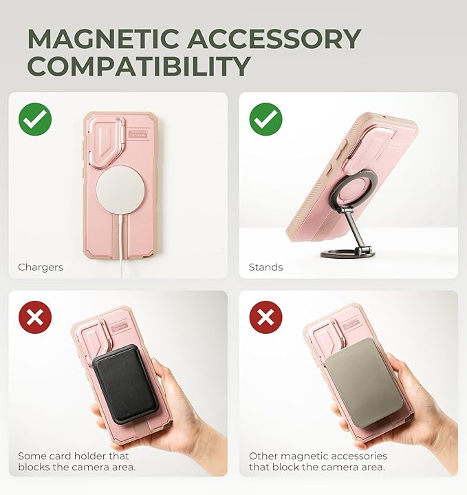 Dexnor for Samsung Galaxy S26 Ultra Case with Camera Cover & Adjustable Kickstand & Screen Protector, Compatible with MagSafe, Rugged Shockproof Bumper Cases Magnetic Protective Cover(2026),Peony Pink