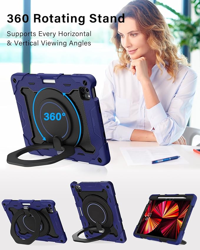 ROISKIN for iPad Air 11 inch M3/M2 Case, iPad Pro 11 inch 4th/3rd/2nd/1st Generation,iPad Air 5th/4th 10.9 inch Case,Heavy Duty Shockproof with 360 Stand Handle Shoulder Strap Pen Holder,Kids Friendly