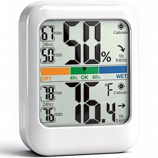 G.CATACC Digital Hygrometer Indoor Thermometer Humidity Meter Gauge, Room Thermometer Temperature and Humidity Monitor for House, Baby Nursery, Greenhouse, Reptile - Battery Included
