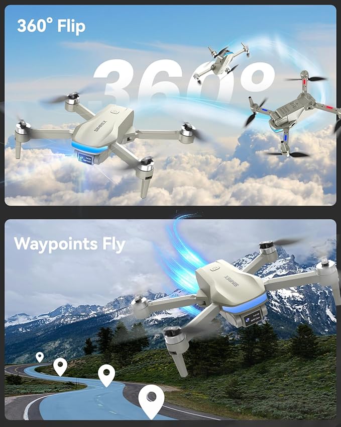 SIMREX 4K FPV Drone with Brushless Motor for Beginners & Teens — 40-Min Flight, Optical Flow Positioning, Gesture Control & VR Mode, Foldable Camera Drone Gift for Kids Ages 8+(Gray)