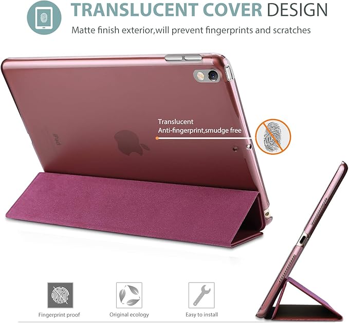 ProCase Smart Case for 10.5” iPad Air 3rd Generation 2019 / iPad Pro 2017, Slim Stand Cover with Translucent Frosted Back for iPad Air 3 -Wine
