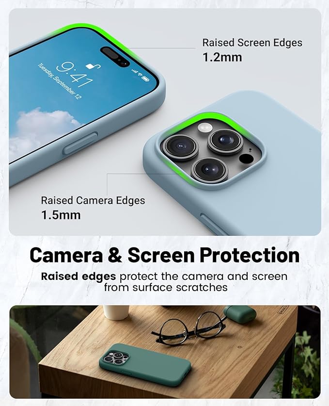 OTOFLY Compatible with iPhone 15 Pro Max Case,[Silky and Soft Touch Series] Premium Soft Liquid Silicone Rubber Full-Body Protective Bumper Case for iPhone 15 Pro Max (Baby Blue)